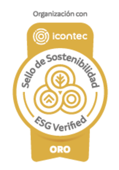 Sello de sostenibilidad Icontec ESG Verified - Oro