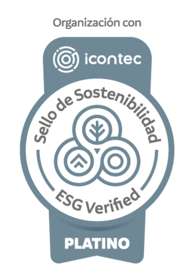 Sello de sostenibilidad Icontec ESG Verified - Platino