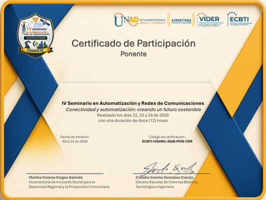 IV Seminario en Automatización y Redes de Comunicaciones: “Conectividad y automatización: creando un futuro sostenible” (Ponente)