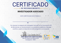 RECONOCIMIENTO – INVESTIGADOR ASOCIADO - CONVOCATORIA MINCIENCIAS 957