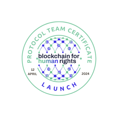 Protocol Team and Attendance Certificate. Blockchain for Human Rights Launch and Panel Discussions